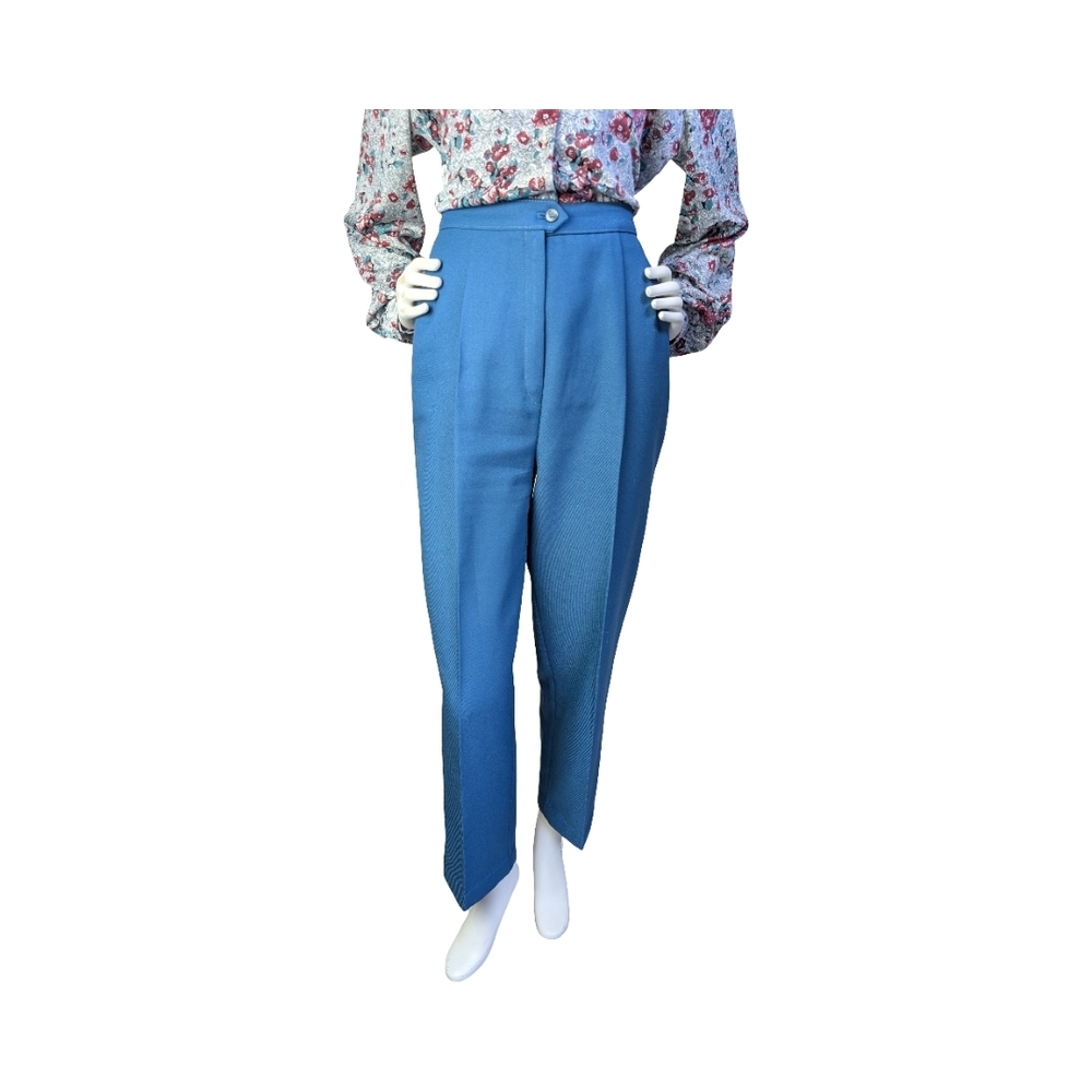 Vintage 80s/90s High Waist Teal Pleated Slacks | Shelly David | Size Medium